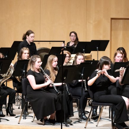 Close-up on upper wind and horn section
