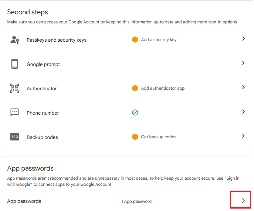 Add app password